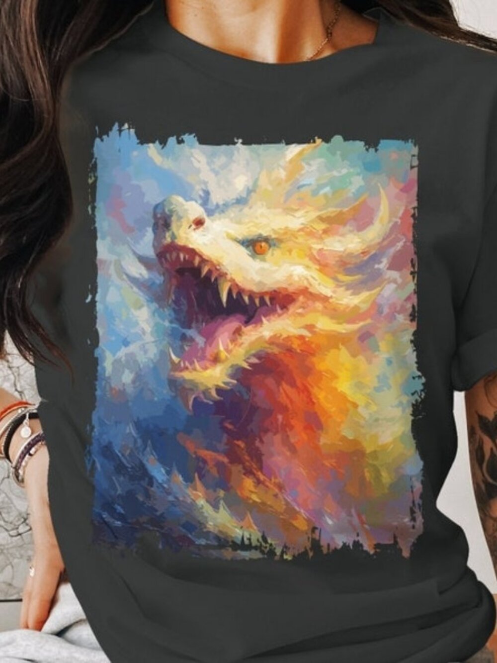 Dragon Fantasy Graphic Shirt, Grunge Mythology Art Tee